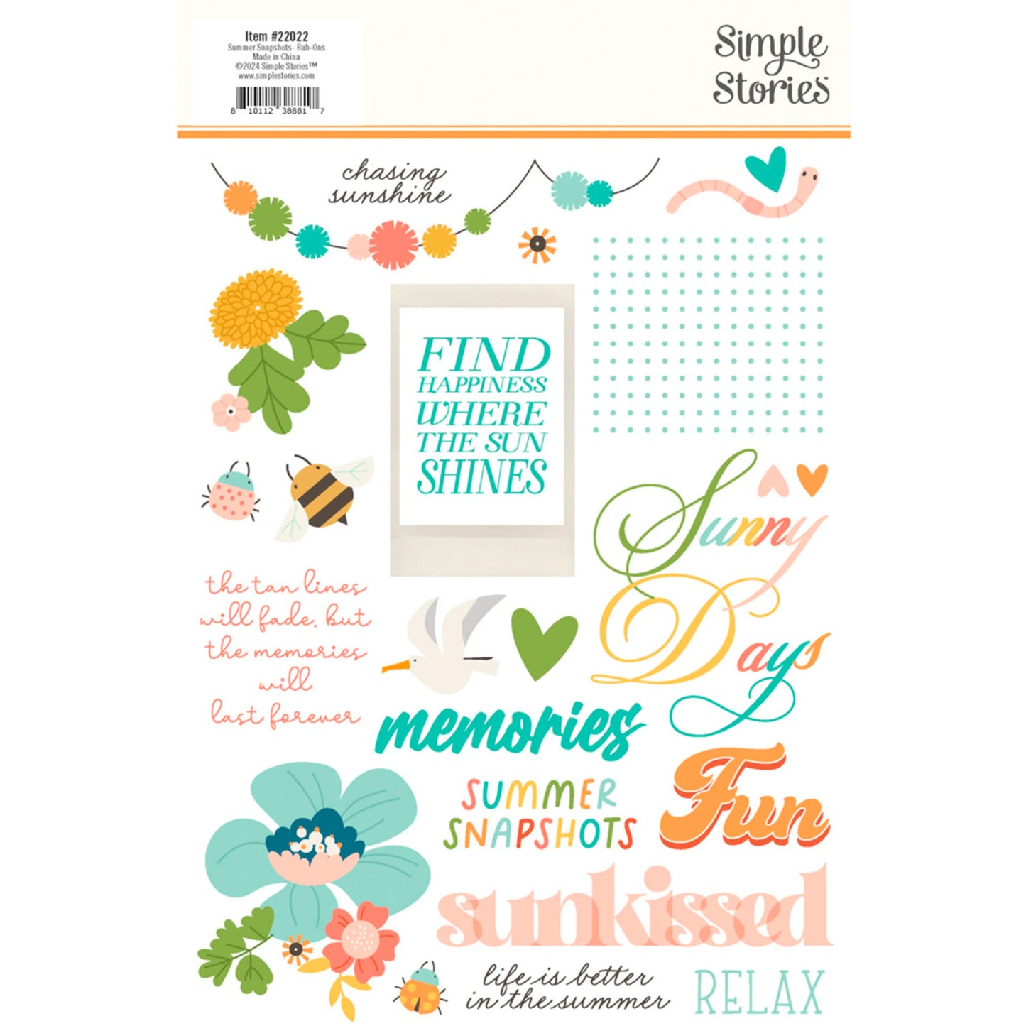 Simple Stories - Rub-ons - Summer Snapshots