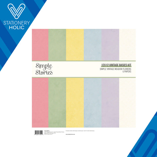 Simple Stories - Set de Papel 12 x 12 - Meadow Flowers - Basics