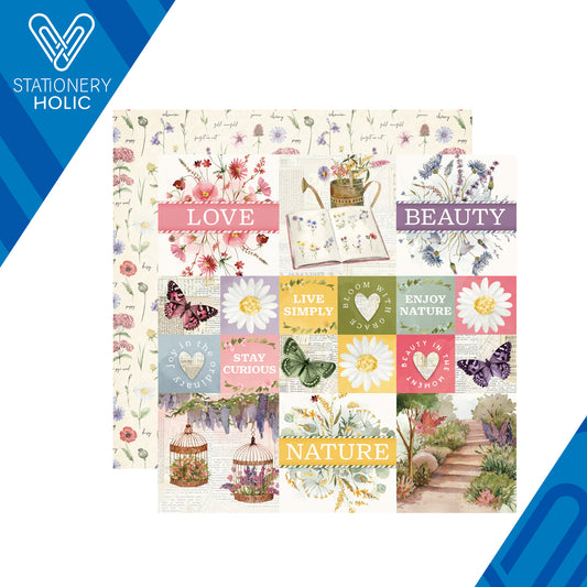 Simple Stories - Hoja Papel 12 x 12 - Meadow Flowers - 2x2 / 4x4 Elements
