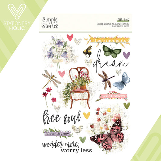Simple Stories - Rub-ons - Meadow Flowers