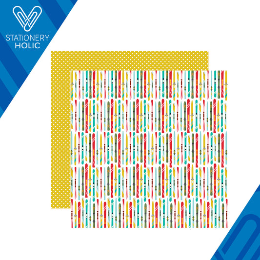 Simple Stories - Hoja Papel 12 x 12 - Snow Pine Lodge - Ski-Ya Later