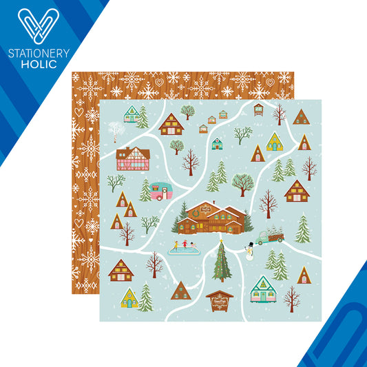 Simple Stories - Hoja Papel 12 x 12 - Snow Pine Lodge - Snowflake Wishes