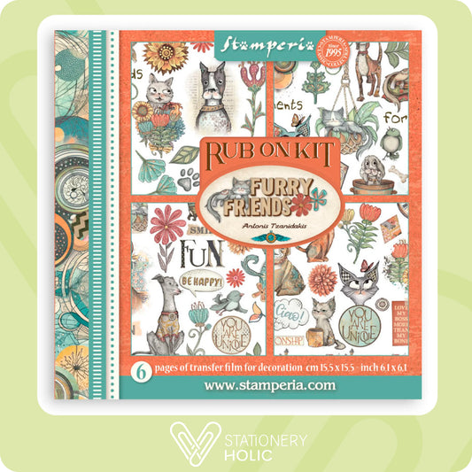 Stamperia - Rub-ons (6 hojas) - Furry Friends