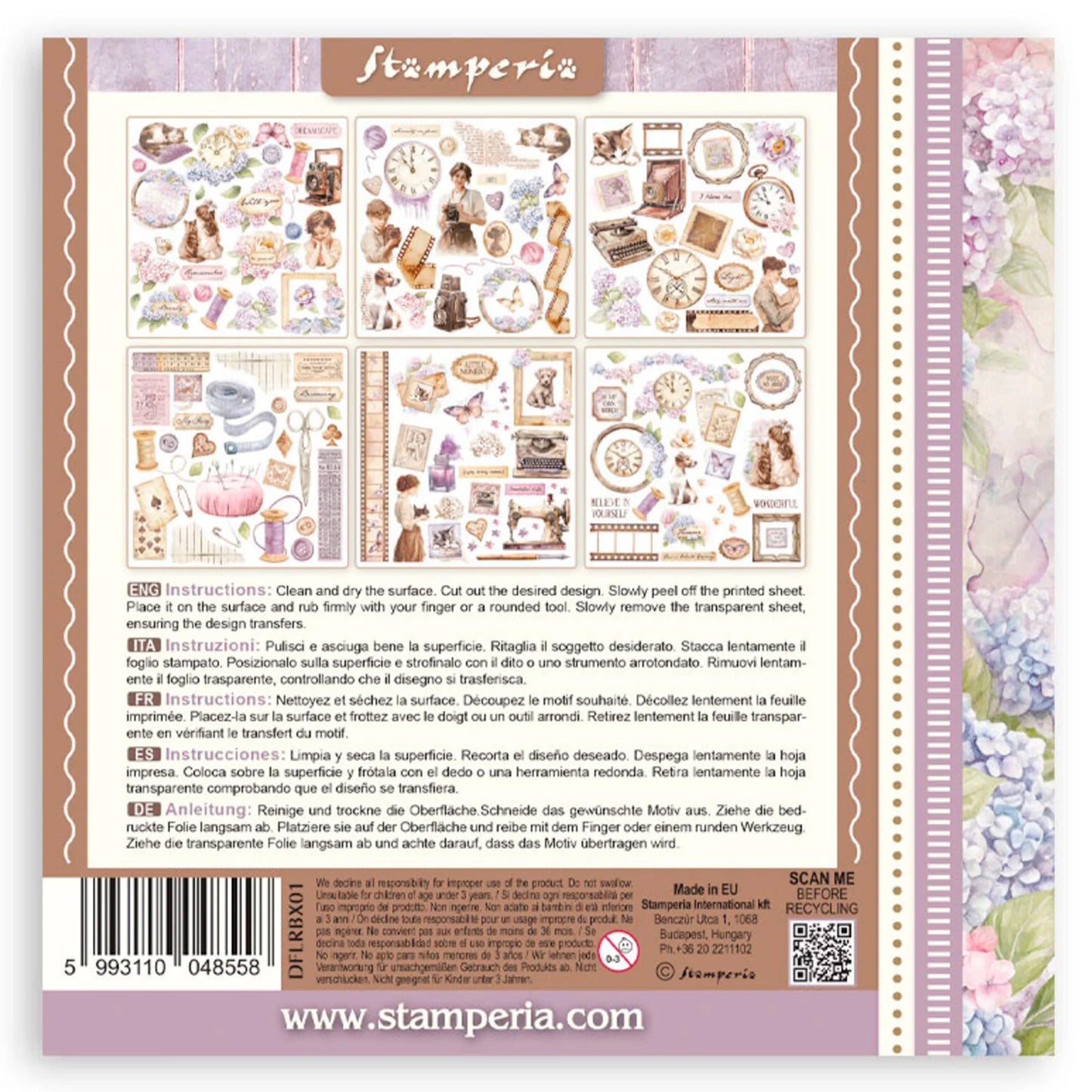 Stamperia - Rub-ons (6 hojas) - Quiet Days