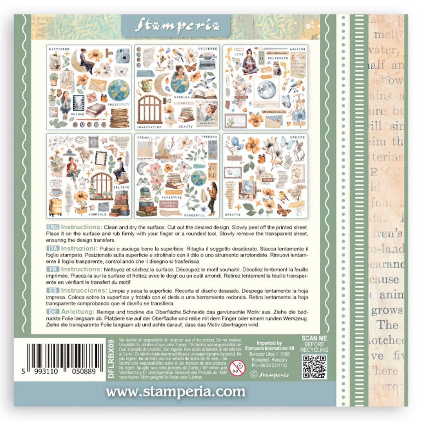 Stamperia - Rub-ons (6 hojas) - Secret Diary