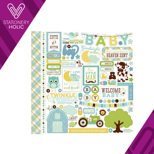 Echo Park - Hoja de Stickers 12 x 12 - Bundle Of Joy Boy A New Addition