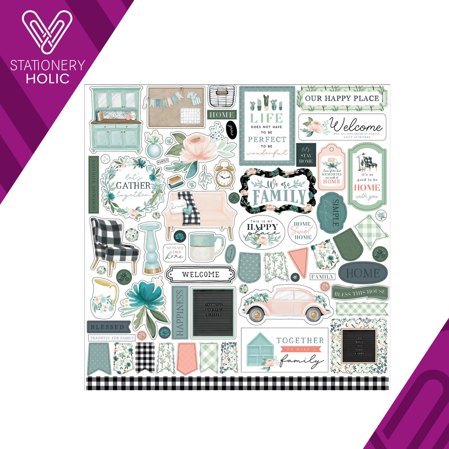 Echo Park - Hoja de Stickers 12 x 12 - Gather At Home