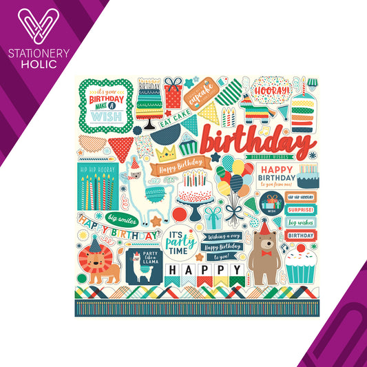 Echo Park - Hoja de Stickers 12 x 12 - Happy Birthday Boy