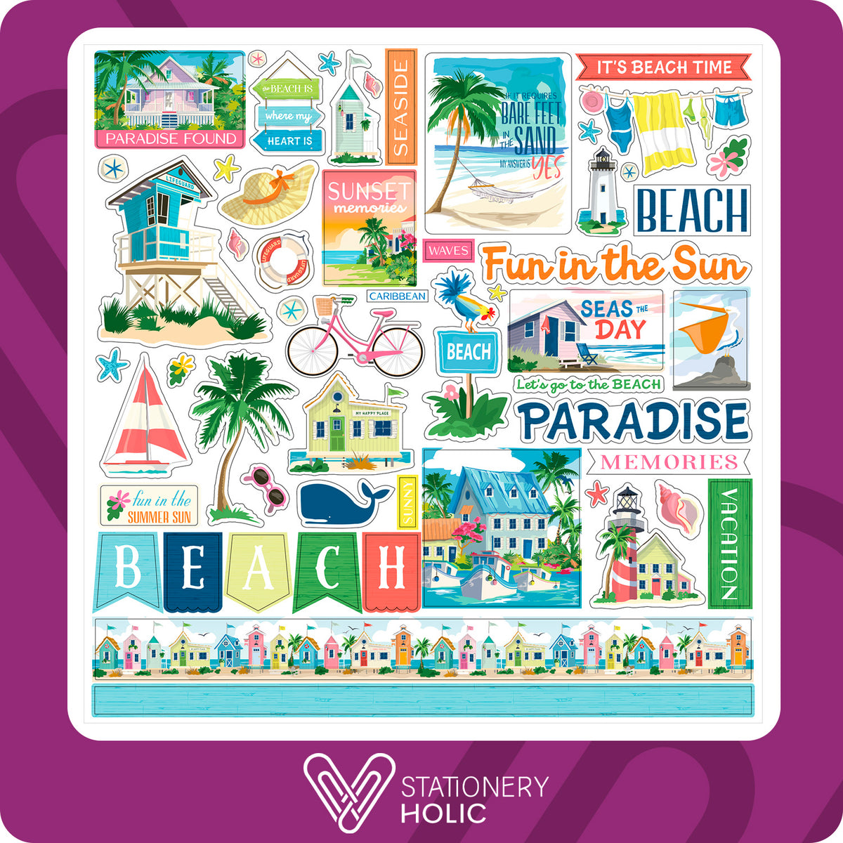 Echo Park - Hoja de Stickers 12 x 12 - Beach Town