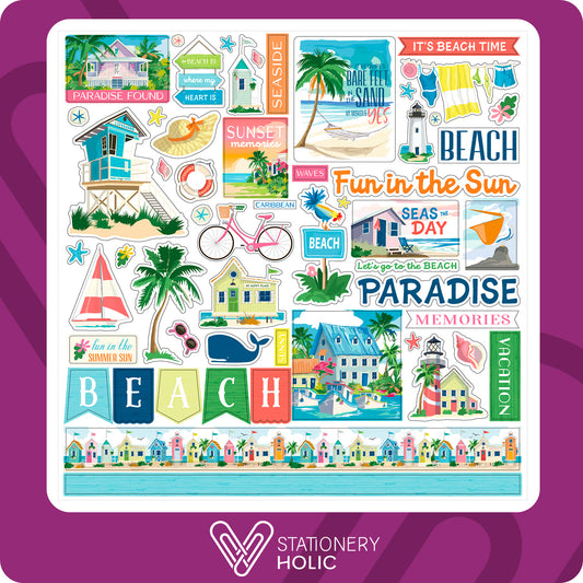 Echo Park - Hoja de Stickers 12 x 12 - Beach Town