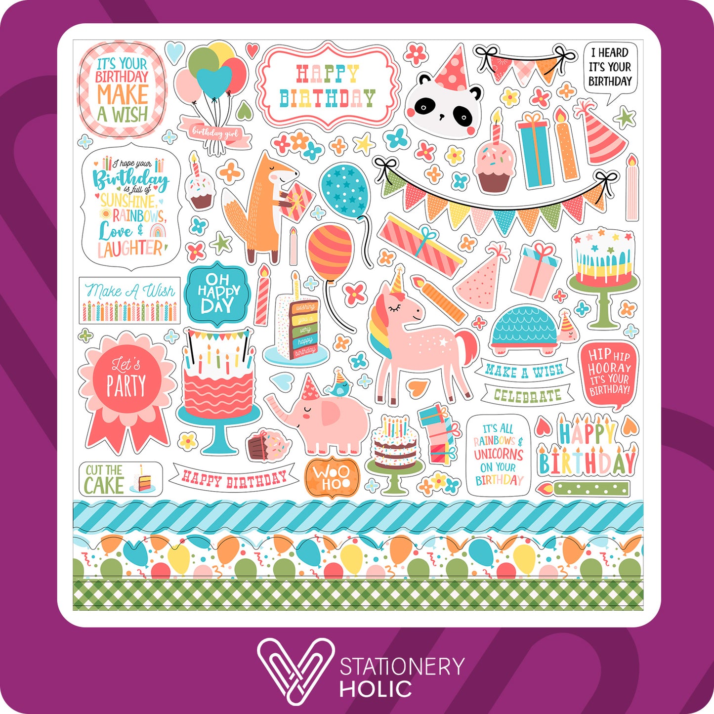 Echo Park - Hoja de Stickers 12 x 12 - Birthday Girl