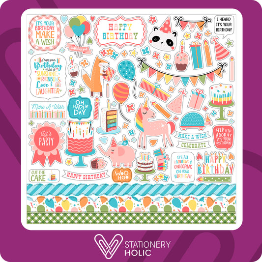 Echo Park - Hoja de Stickers 12 x 12 - Birthday Girl