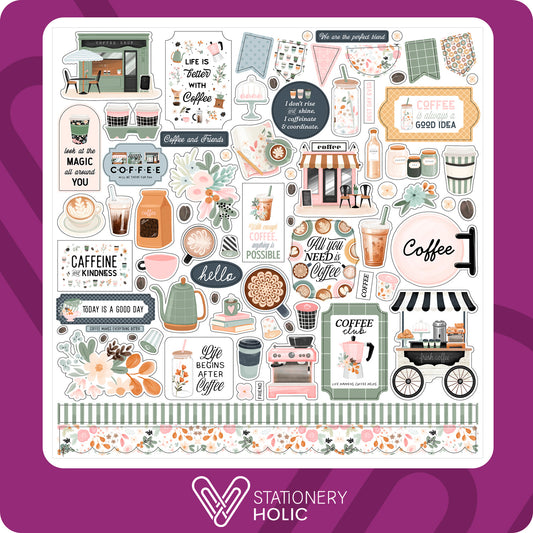 Echo Park - Hoja de Stickers 12 x 12 - Coffee Shop