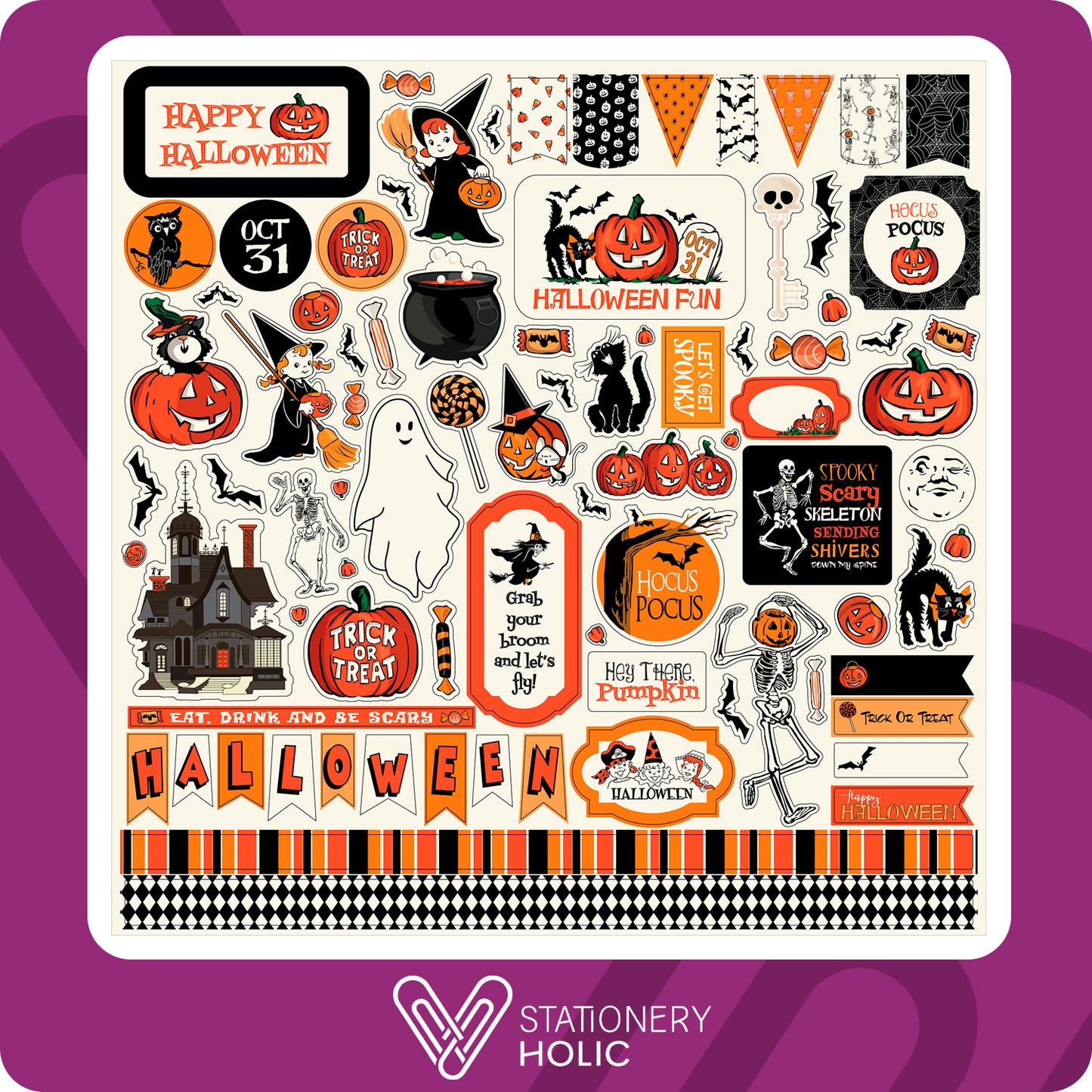 Echo Park - Hoja de Stickers 12 x 12 - Halloween Fun