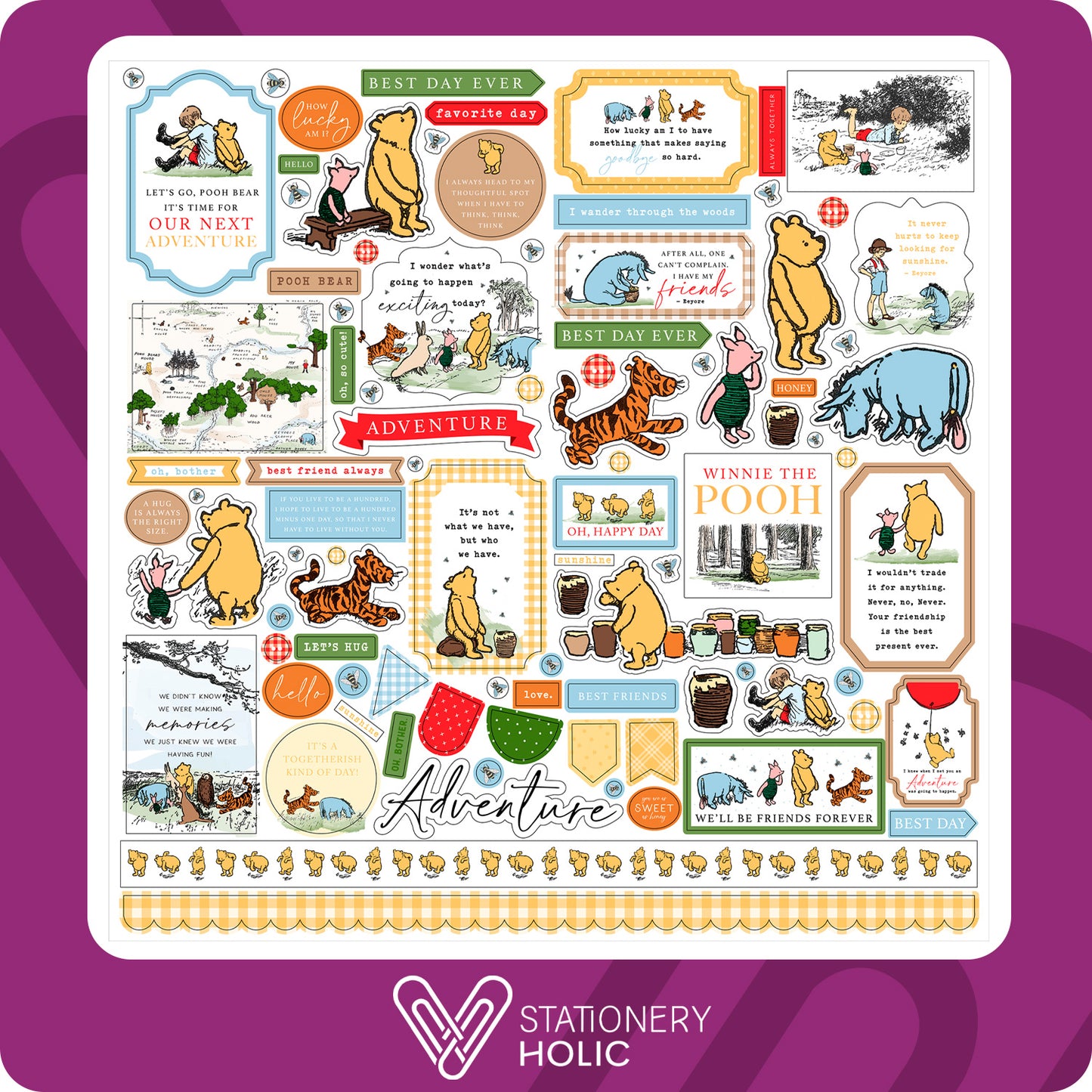 Echo Park - Hoja de Stickers 12 x 12 - The House At Pooh Corner