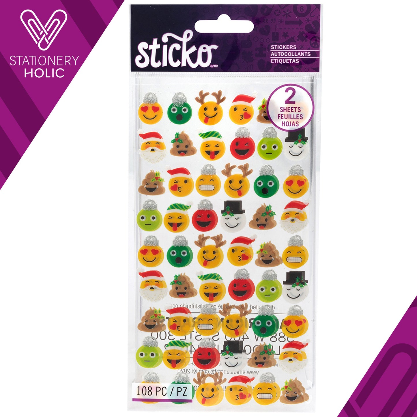 Sticko - Stickers (2 hojas) - Holiday Emoji