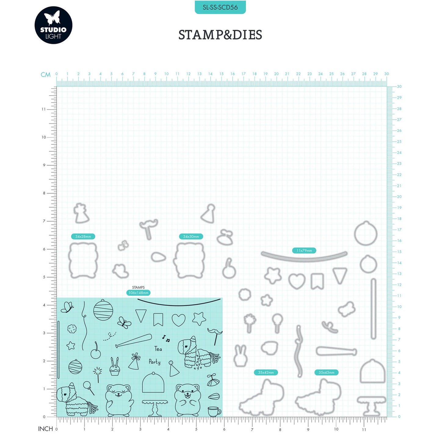 Studio Light - Set Sellos y Troqueles - Tea Party