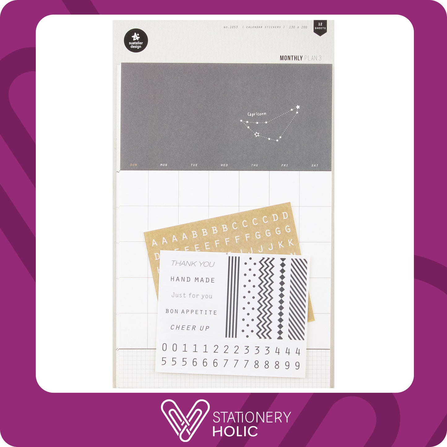 Suatelier - Sticker Calendar - BIG Monthly Plan (12 hojas)