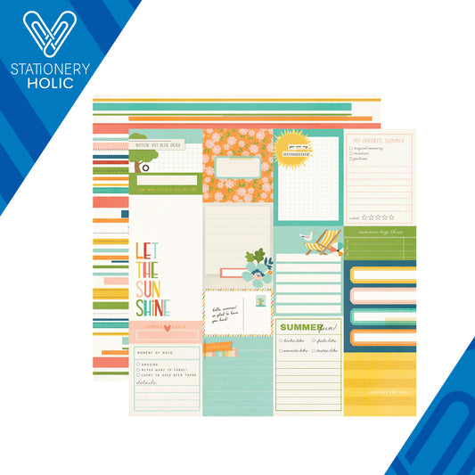 Simple Stories - Hoja Papel 12 x 12 - Summer Snapshots - Journal Elements