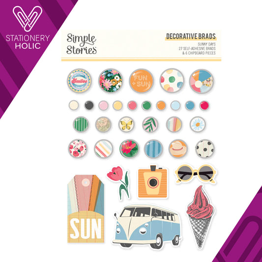 Simple Stories - Decorative Brads - Sunny Days