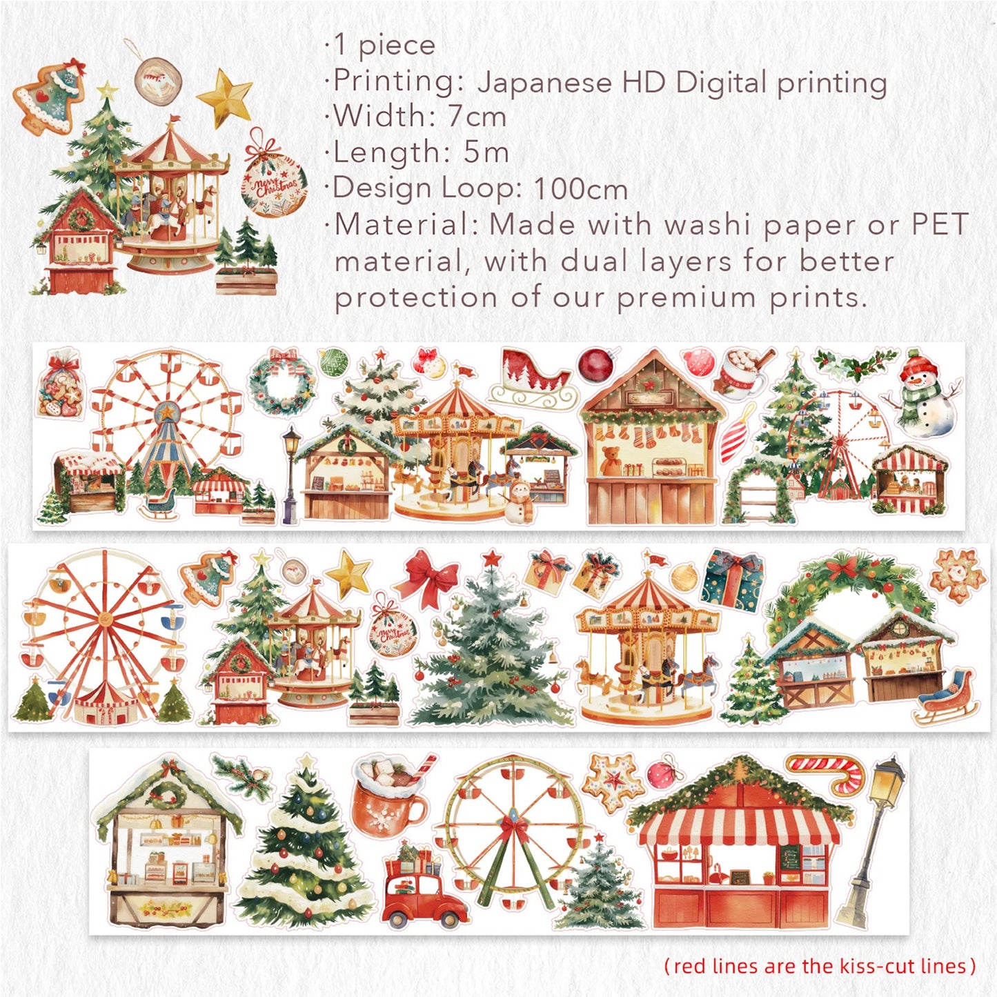 The Washi Tape Shop - Washi o PET Stickers WL - Christmas Market