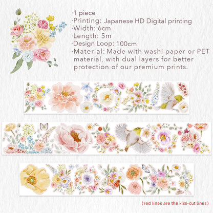 The Washi Tape Shop - Washi o PET Stickers WM - Floral Finch