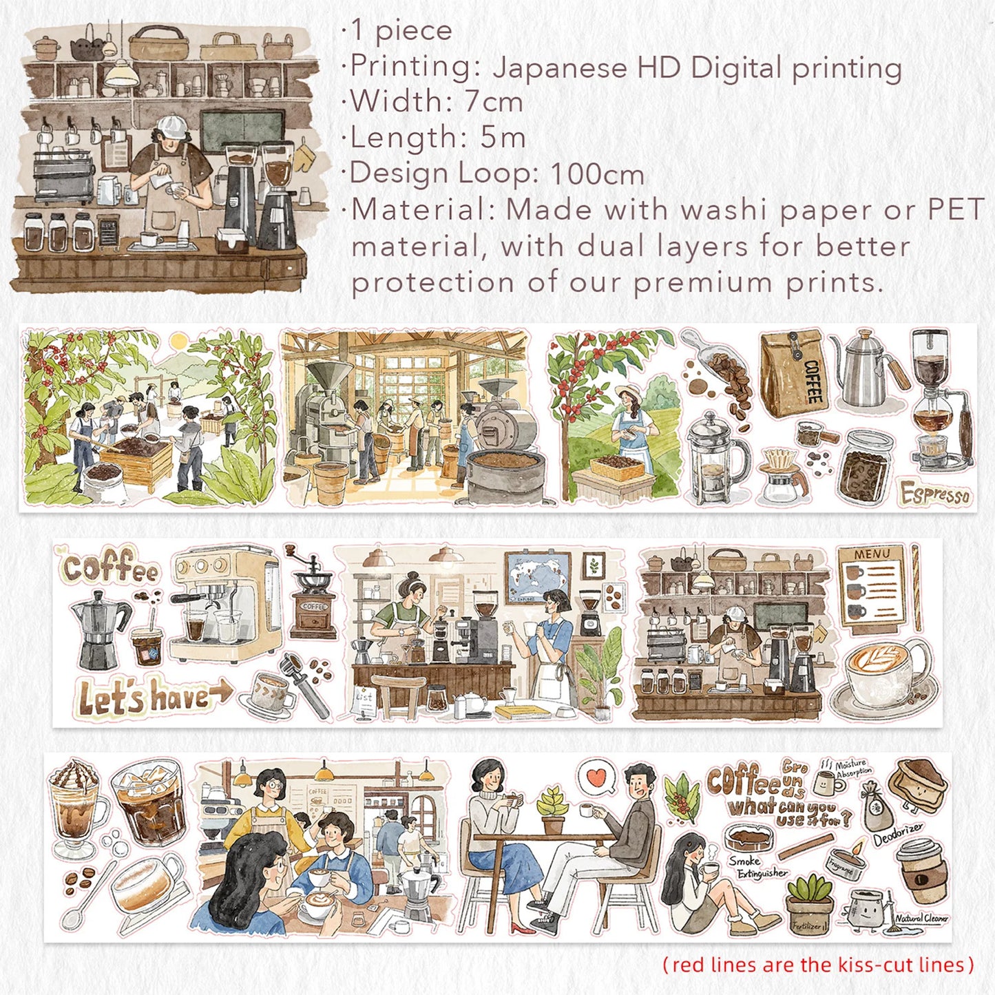 The Washi Tape Shop - Washi o PET Stickers WL - Life of Coffee