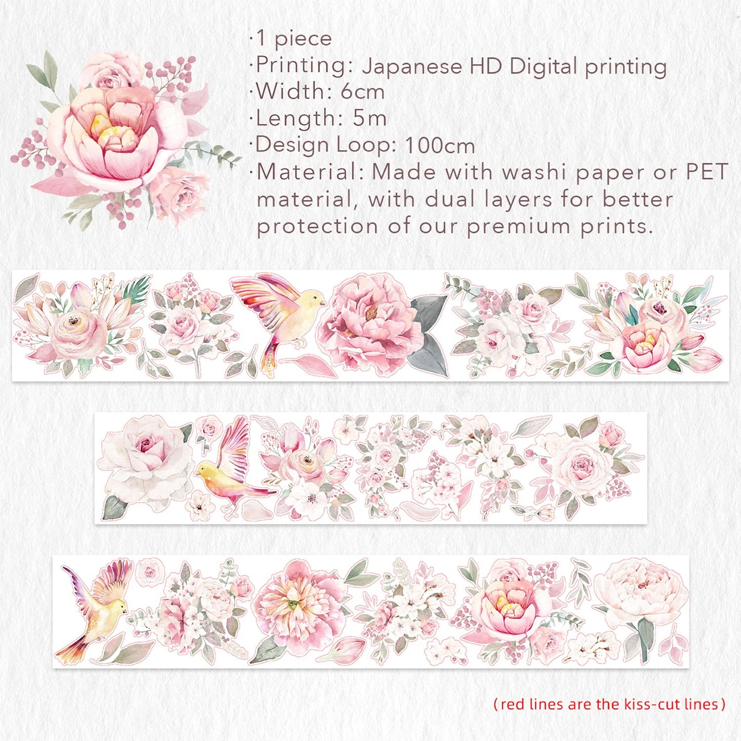 The Washi Tape Shop - Washi o PET Stickers WM - Pink Velvet