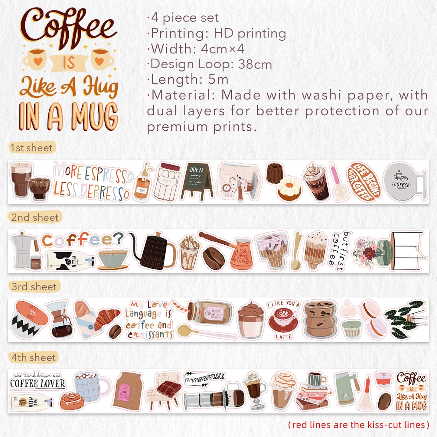The Washi Tape Shop - Set Washi Stickers - Coffee?