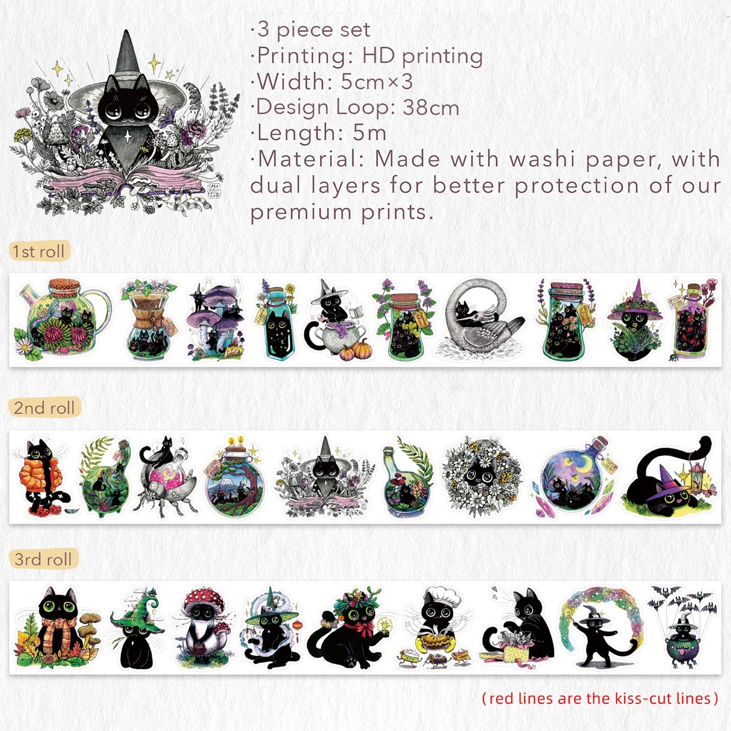 The Washi Tape Shop - Set Washi Stickers - Midnight Mischief