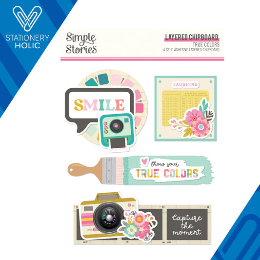 Simple Stories - Layered Chipboards - True Colors