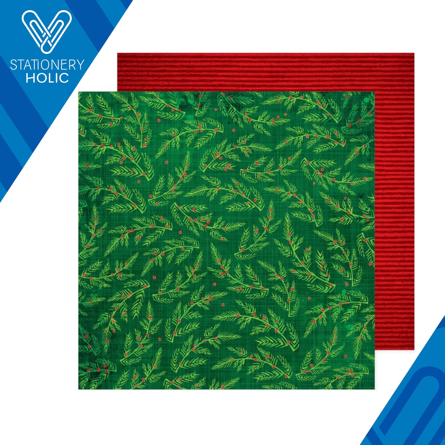 Vicky Boutin - Hoja de Papel 12 x 12 - Wrapped In Ribbons - Green