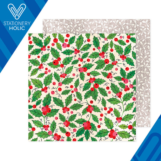 Vicky Boutin - Hoja de Papel 12 x 12 - Wrapped In Ribbons - Holly
