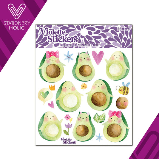 Violette Stickers - Stickers 4 x 4" (2 Hojas) - Avocado Friends