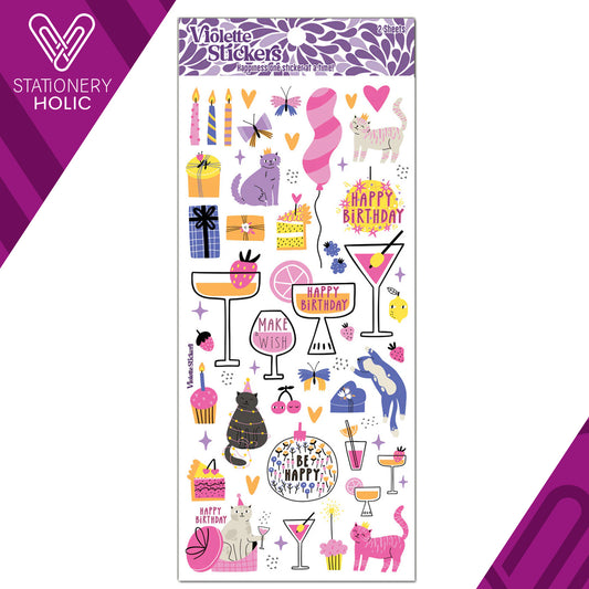 Violette Stickers - Stickers 4 x 8" (2 Hojas) - Cat Lady Birthday