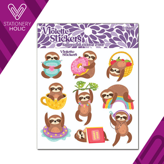 Violette Stickers - Stickers 4 x 4" (2 Hojas) - Cheery Sloths