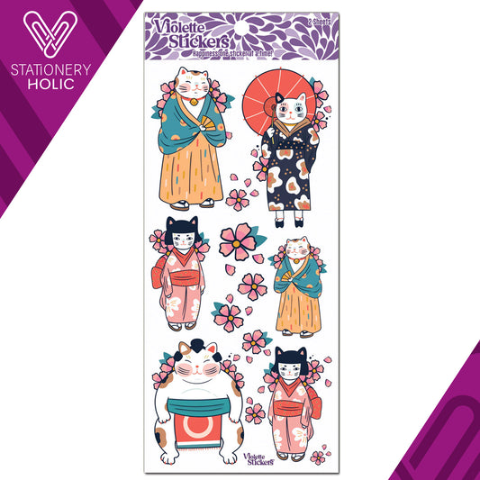 Violette Stickers - Stickers 4 x 8" (2 Hojas) - Japan Cats