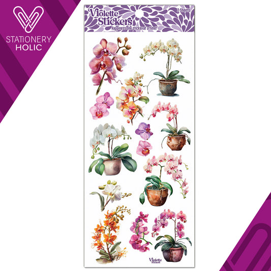 Violette Stickers - Stickers 4 x 8" (2 Hojas) - Orchid Flower