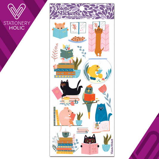 Violette Stickers - Stickers 4 x 8" (2 Hojas) - Reading Pets