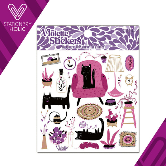 Violette Stickers - Stickers 4 x 4" (2 Hojas) - Sheldon the Cat