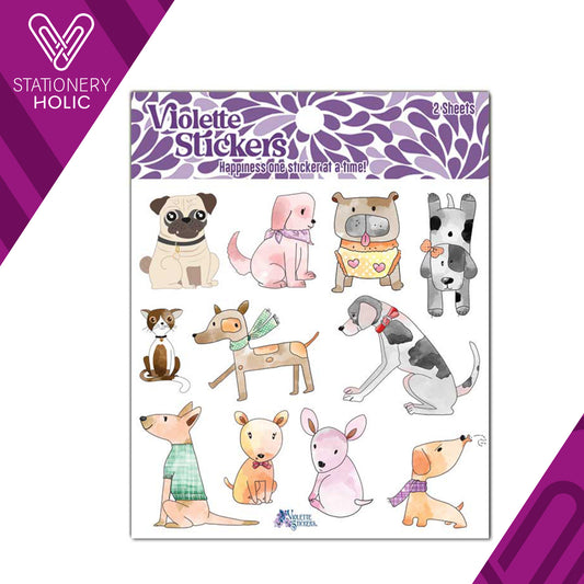 Violette Stickers - Stickers 4 x 4" (2 Hojas) - Wiz Dogs