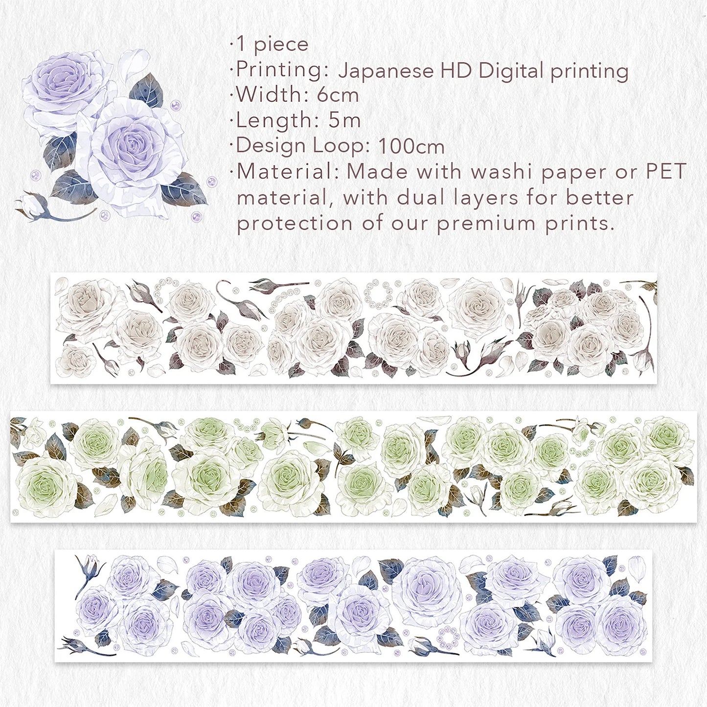 The Washi Tape Shop - Iridescent PET Tape - Floret Trilogy