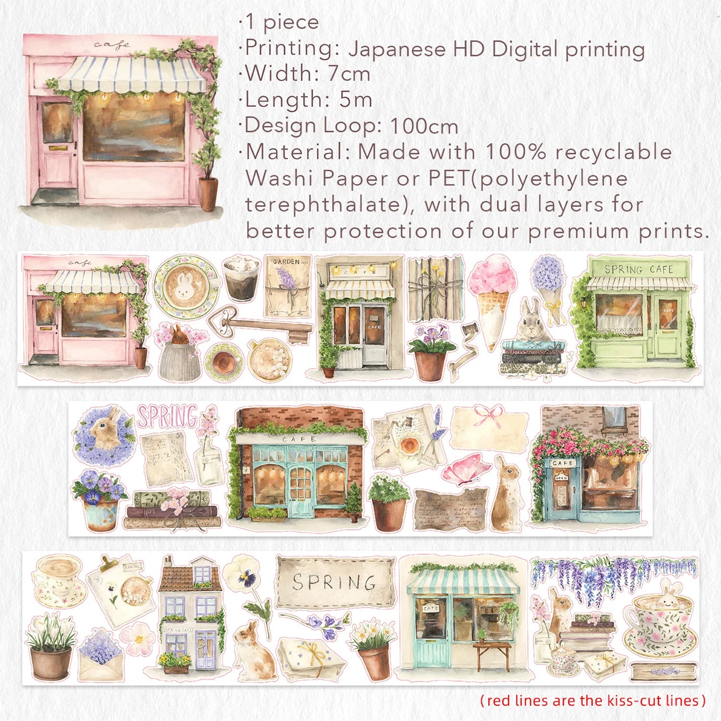 The Washi Tape Shop - Washi o PET Stickers L - Spring Café