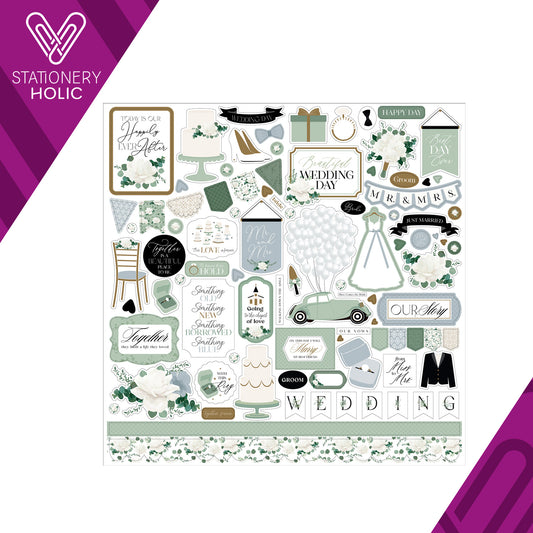 Echo Park - Hoja de Stickers 12 x 12 - Wedding Bells