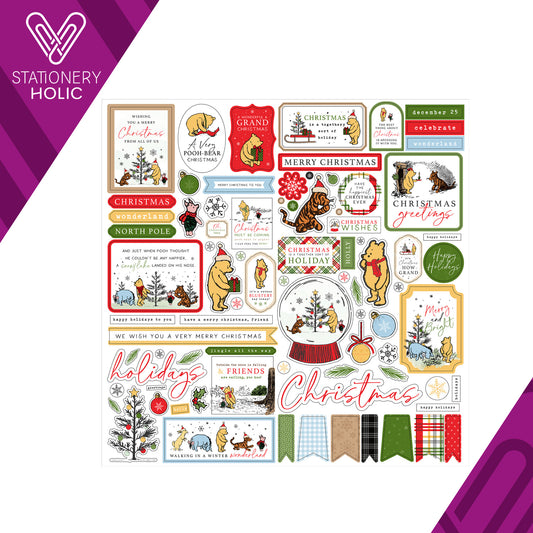 Echo Park - Hoja de Stickers 12 x 12 - Winnie The Pooh Christmas