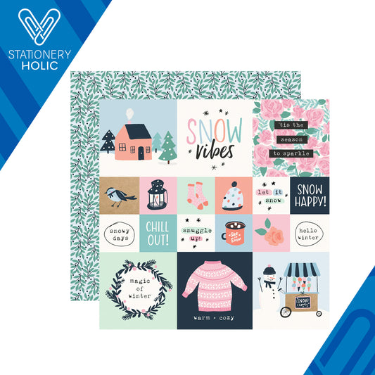 Simple Stories - Hoja Papel 12 x 12 - Winter Wonder - 2x2/4x4 Elements