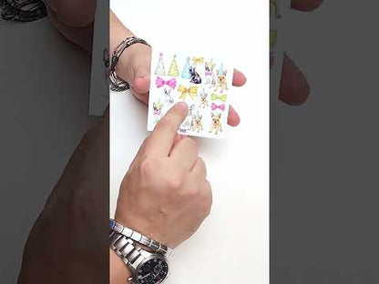 Violette Stickers - Stickers 4 x 4" (2 Hojas) - French Bulldog Birthday Party