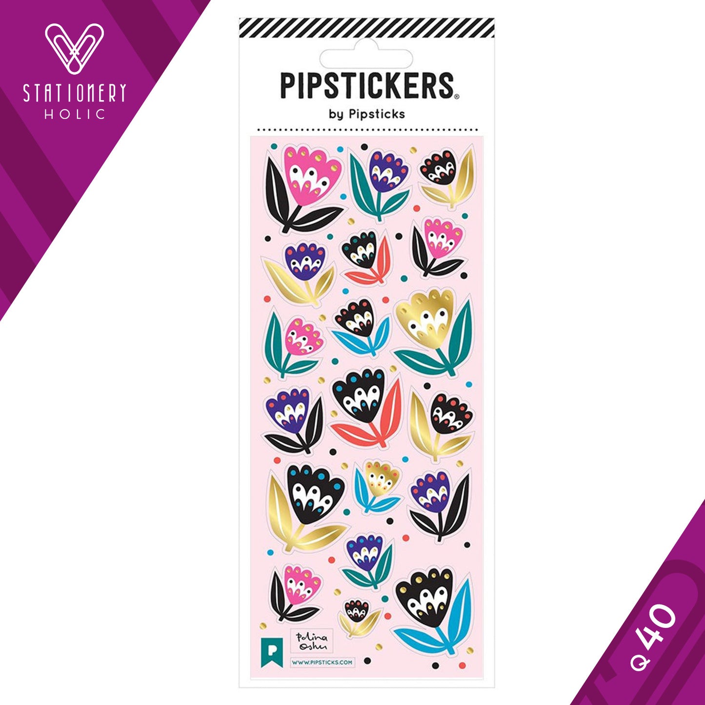 Pipsticks - Stickers 3x7" - Tranquil Tulips by Polina Oshu