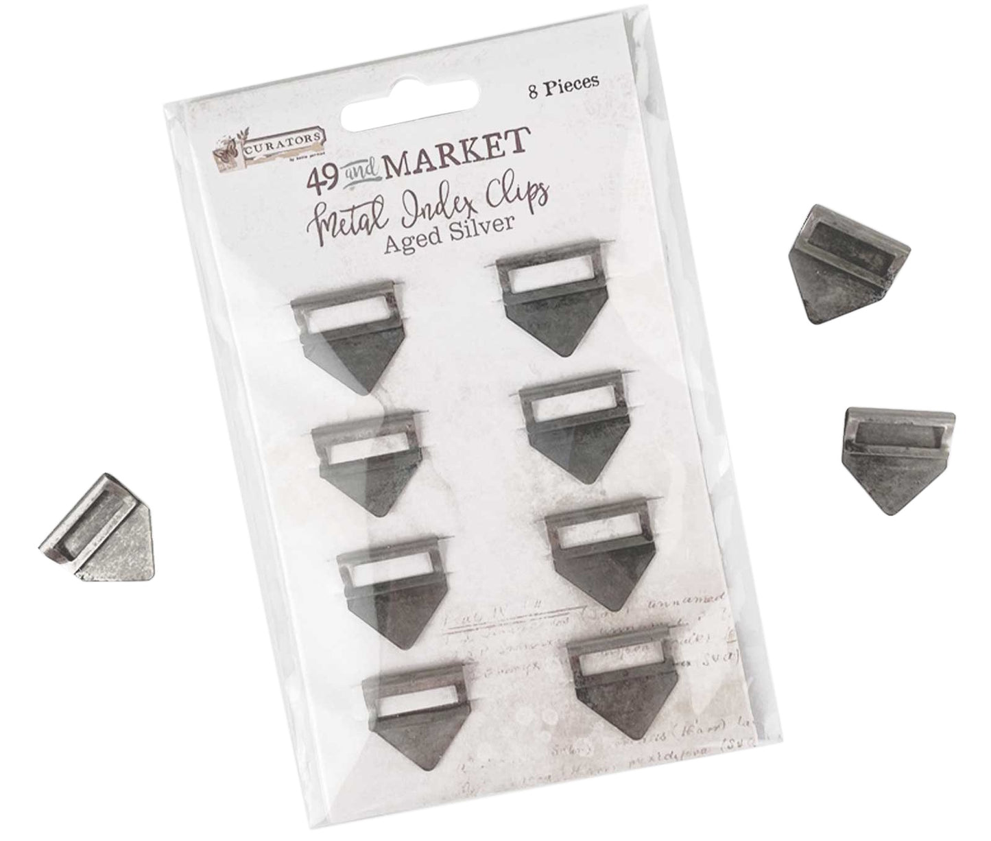 49 and Market - Metal Index Clips - Aged Silver