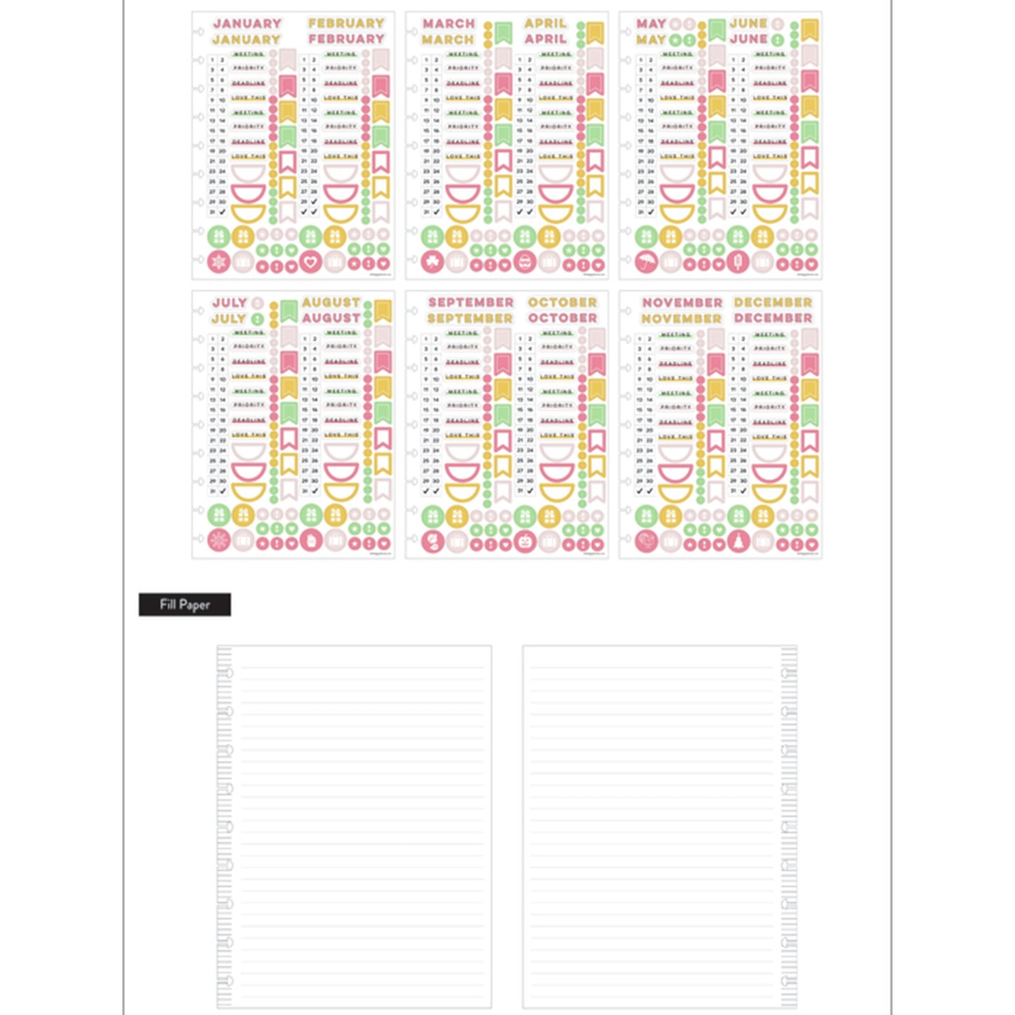 Happy Planner - Monthly Plans & Notes Classic Lineas - Watercolor Florals